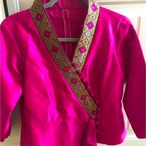 Laotian silk long sleeves top